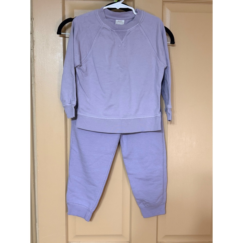 Hanna Andersson Kids Purple French Terry Sweatshirt and Joggers Set Size 4 100cm